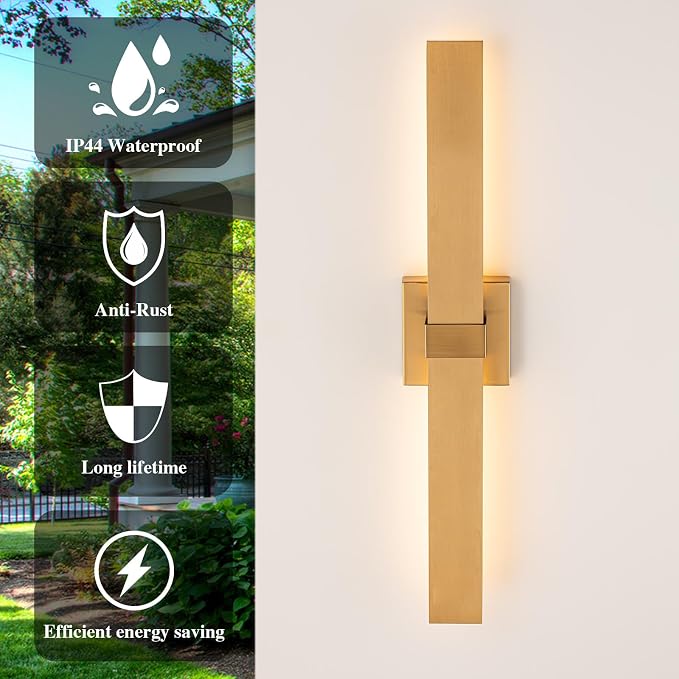 Modern LED Outdoor Wall Sconce 27.2" Gold Outdoor Wall Lights Exterior - Image 5