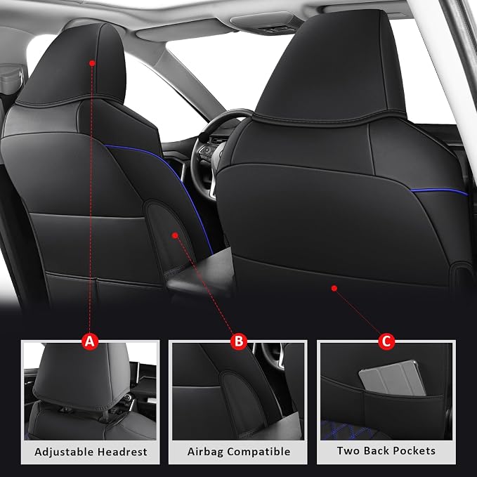 MIROZO Rav4 Seat Covers Full Set, Faux Leather Car Seat Covers Compatible - Image 3