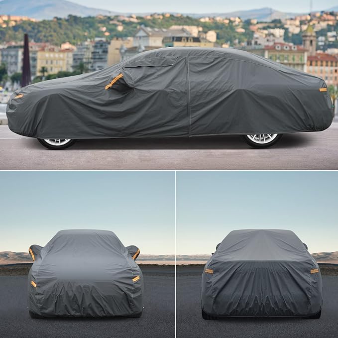 16 Layers Car Cover for Sports Coupe Small Car Waterproof All Weather, - Image 7