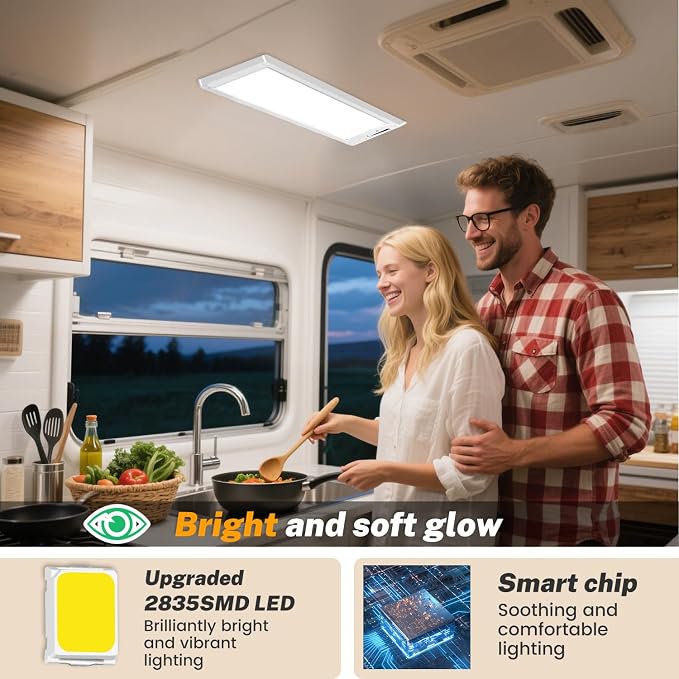 2 Pack RV Lights Interior, 3 Color RV LED Super Bright Fixture, 12V RV Ceiling - Image 4