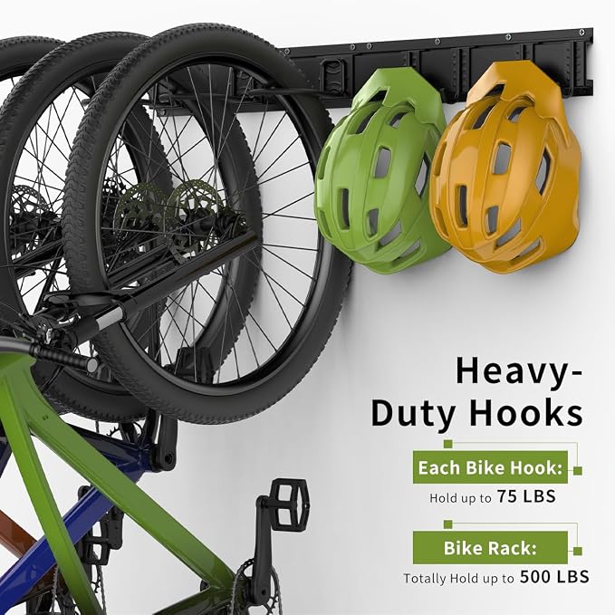 Bike Storage Rack 48Inch for 6 Bikes + 5 Helmets, 500lbs Capacity, Heavy Duty - Image 3
