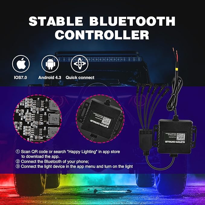 Nilight RGB LED Rock Lights Kit, 6 pods Underglow Multicolor Neon Pod - Image 3