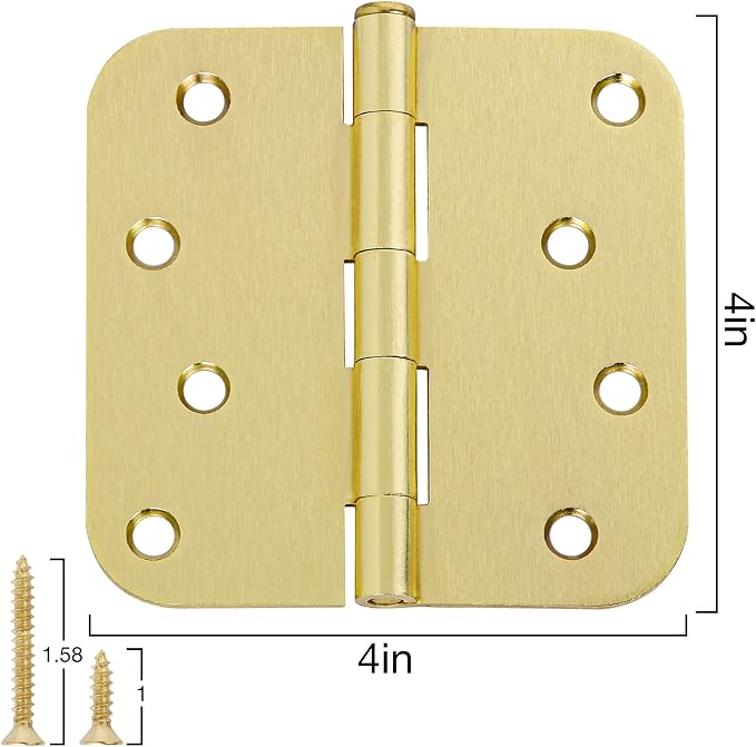 18 Pack 4 In Exterior Door Hinges Outdoor Brushed Brass Door Hinges Satin Gold - Image 4