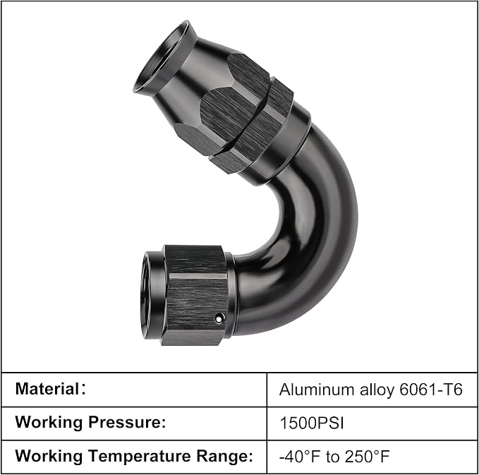 EVIL ENERGY 6AN 150 Degree PTFE One Piece Full Flow End Hose Fitting Aluminum - Image 3
