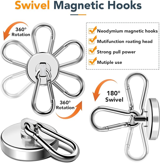 MIKEDE Strong Magnetic Hooks, 150LB Neodymium Heavy Duty Magnets - Image 3