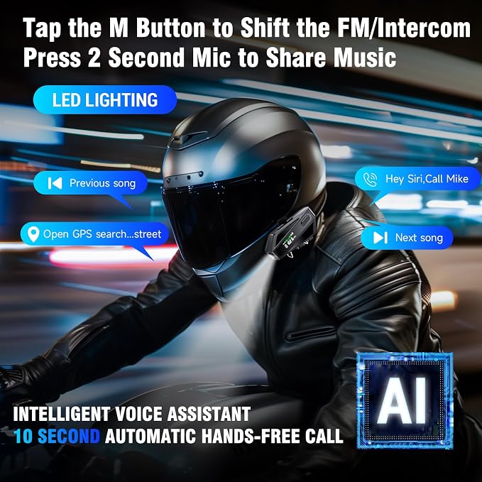 Motorcycle Helmet Bluetooth Headset, C6 Helmet Speakers - Image 6