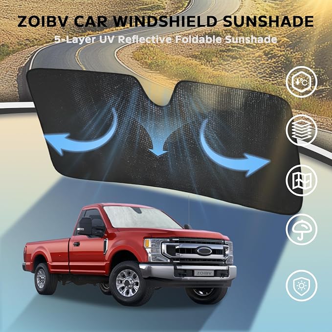 Windshield Sun Shade for 2017-2022 Ford F250 F350 F450 F550 Super Duty - Image 3