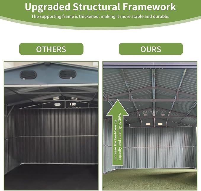 KUIKUI Shed 20x13 FT, Metal Shed Without Floor, Outdoor Storage Shed - Image 7