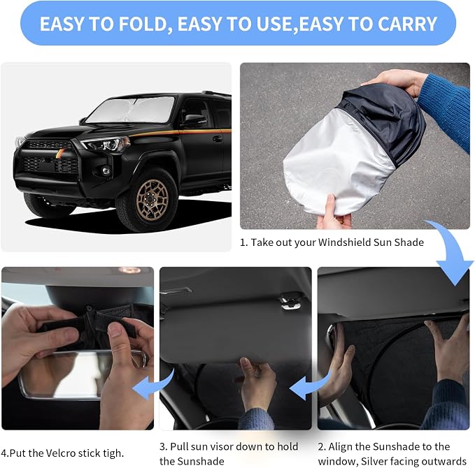 for Toyota 4Runner 2010-2024 2025 Sun Shade Sunshade Windshield Cover - Image 6