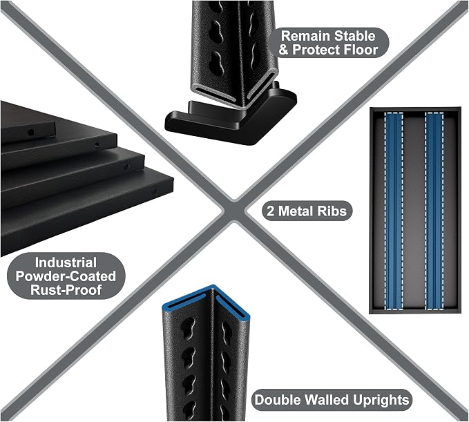 40" W Garage Shelving Heavy Duty, 1500LBS Loads Adjustable Garage Storage - Image 5
