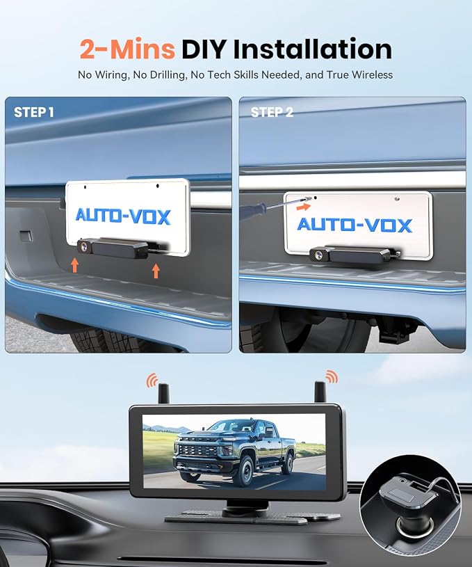 AUTO-VOX 7.2" DVR Portable Solar Wireless Backup Camera:HD 1080P 2 Min Quick - Image 2