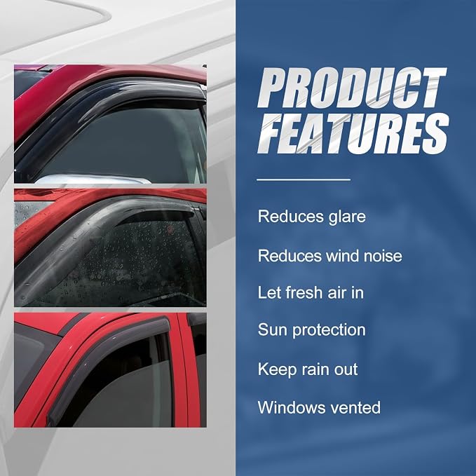 Auto Dynasty Set of 4 Carbon Fiber Pattern Window Visors Compatible 2010 2011 - Image 4