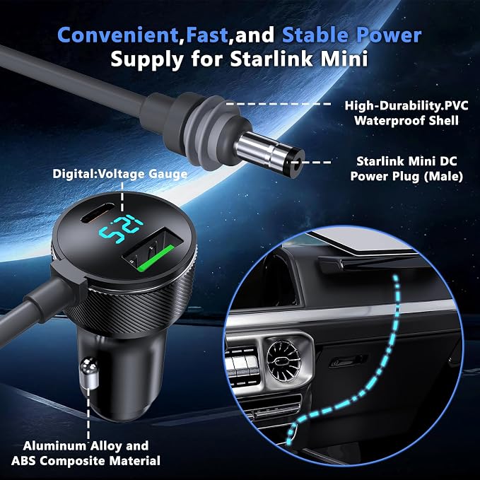 3-in-1 Starlink Mini Cable, Car Charger - Image 4