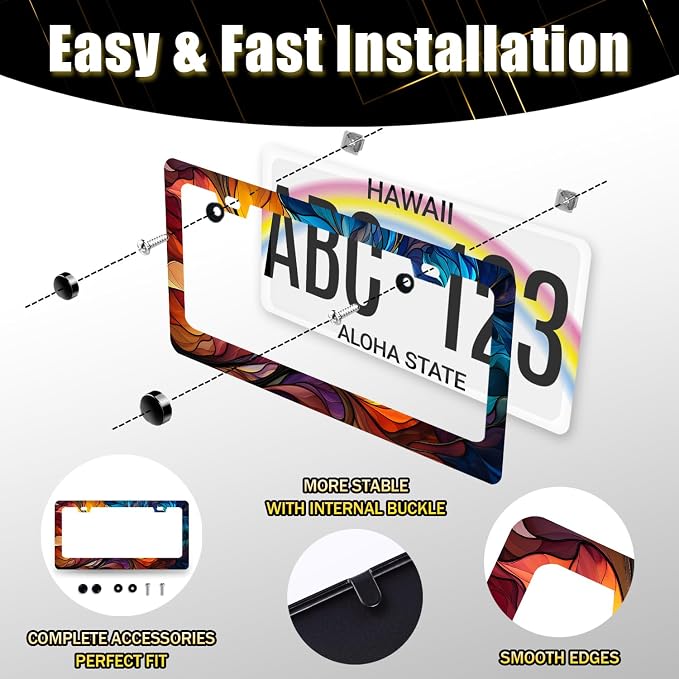Abstract Leaf License Plate Frame Beautiful Leaves Floral License Plate Holder - Image 4
