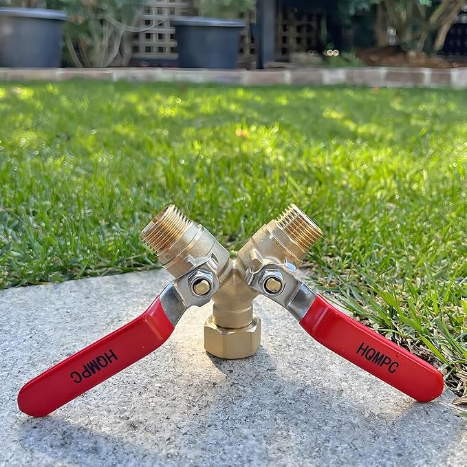 HQMPC Garden Hose Y Valve Splitter Brass Hose Splitter - Image 2