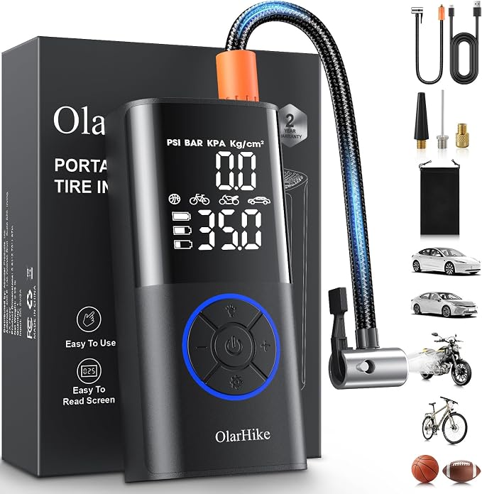 OlarHike Tire Inflator Portable Air Compressor, Long Range Battery-Powered by OlarHike