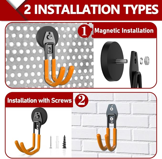 3-H Heavy Duty Magnet Garage Hooks 4 Pack, J Shape Strong Magnetic Hooks - Image 2