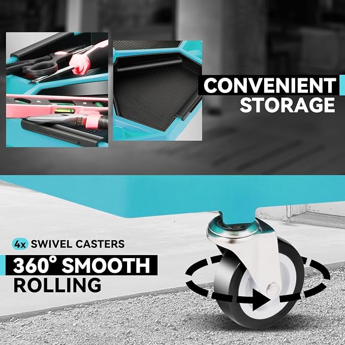 Auto Dynasty Mechanic Stool, Adjustable Rolling Pneumatic Creeper Garage Shop - Image 4