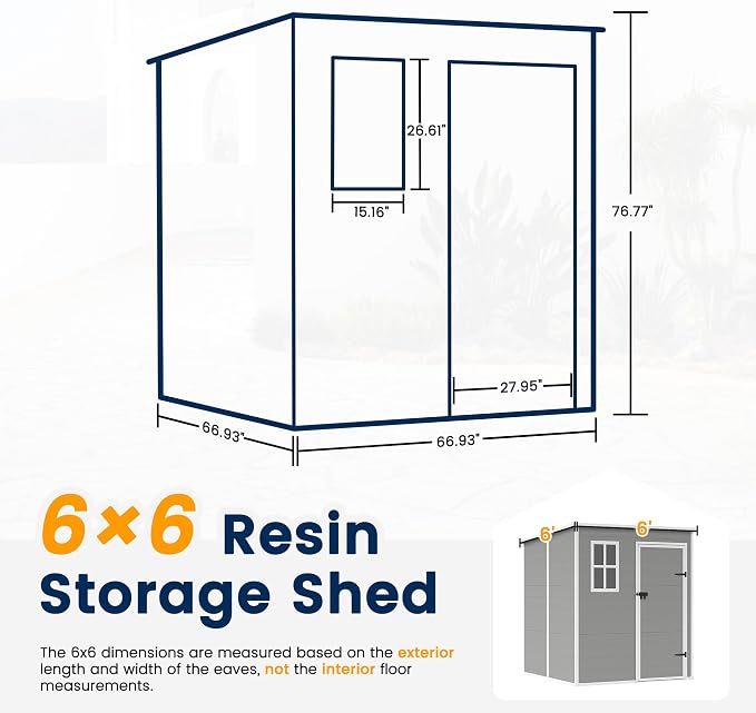 UDPATIO Resin Storage Shed 6 x 6 FT, Outdoor Garden Sheds - Image 2