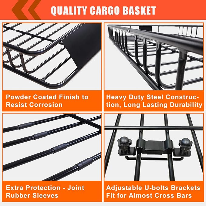 MeeFar Roof Rack Carrier Basket Universal Rooftop 65" X 39" X 6" Large Size - Image 6
