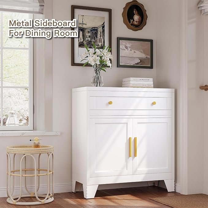 Metal Sideboard Cabinet with Big Drawers, Farmhouse Coffee Bar with One - Image 5