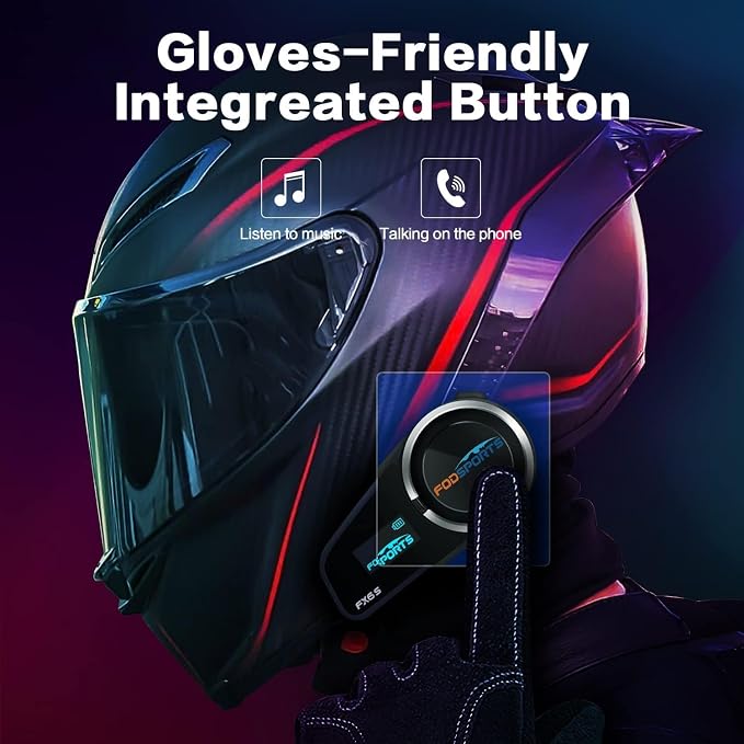 Fodsports FX6S Bluetooth Motorcycle Headset, 6-Way Motorbike Intercom Bluetooth - Image 7