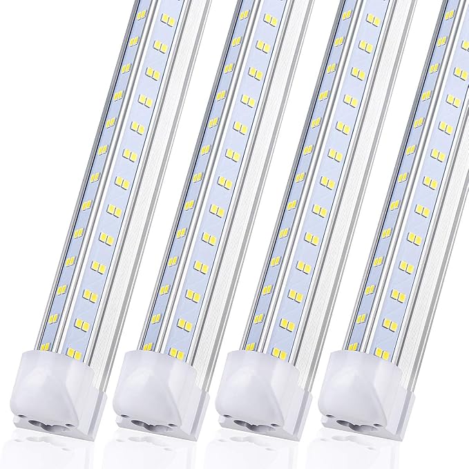 4 Pack 4FT LED Shop Light Fixture, 72W 9500LM 5000K, Daylight White, 4 Row V by DOUYIDOUBEST-LEDLIGHTING