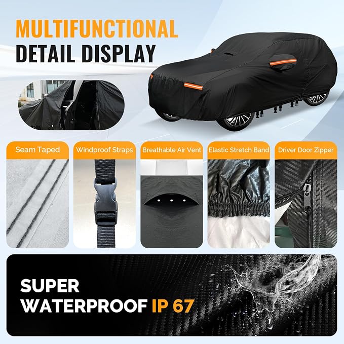 30 Layers SUV Car Cover for Automobiles All Weather Waterproof, Outdoor - Image 4