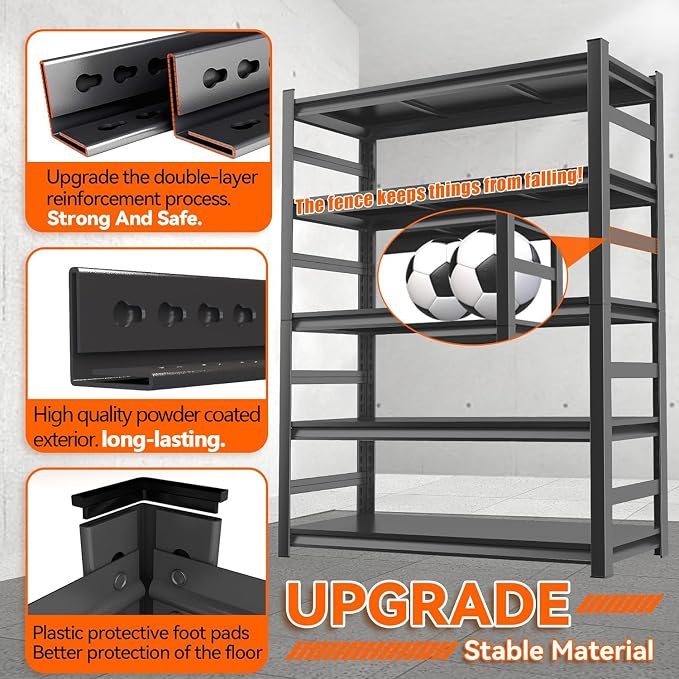 Heavy Duty Garage Shelving, 3000 lbs Load Capacity, Sturdy Steel Metal Shelves - Image 5
