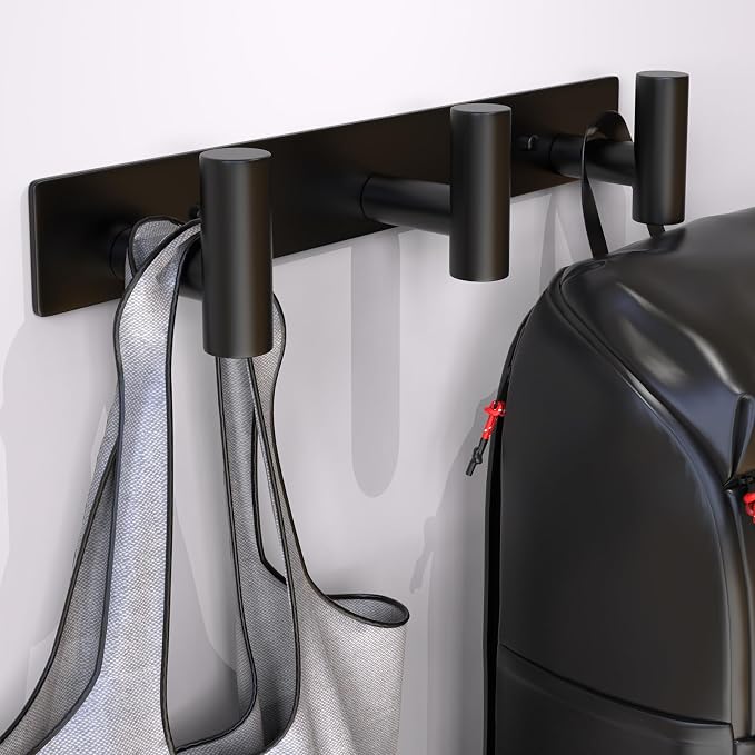 Coat Rack Wall Mounted with 3 Hooks, Heavy Duty Wall Hooks - Image 3