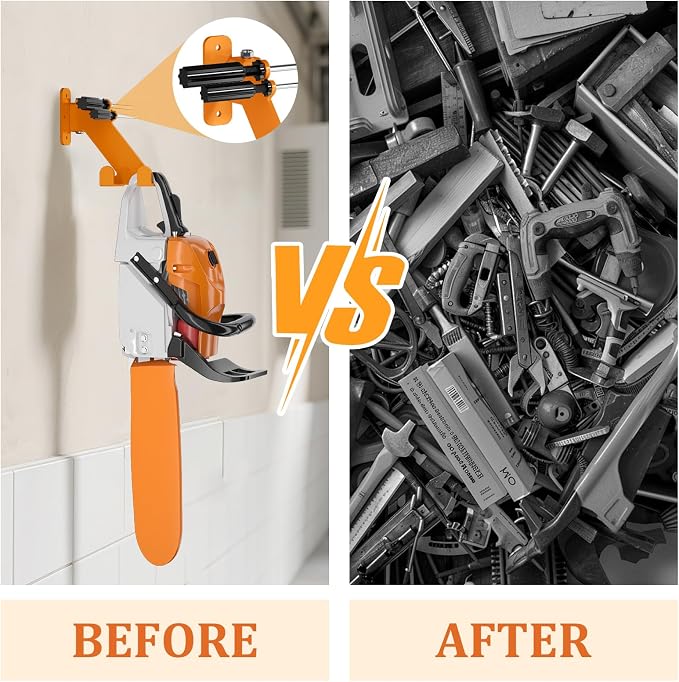 Chainsaw Hanger, 3-in-1 Chainsaw Wall Mount Adjustable Screws - Image 7