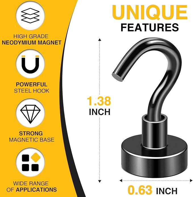 DIYMAG Magnetic Hooks, 30Lbs Strong Heavy Duty Cruise Magnet S-Hooks - Image 4