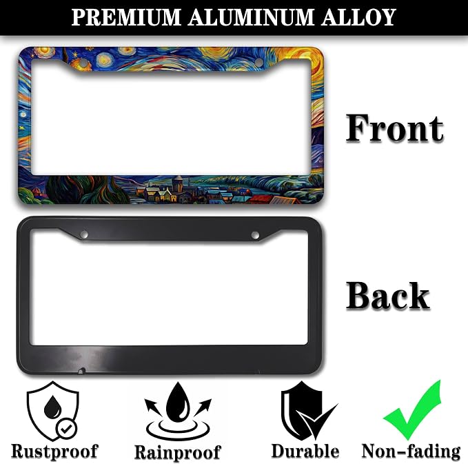License Plate Frame Multicolor License Plate Holder The Starry Night Universal - Image 3