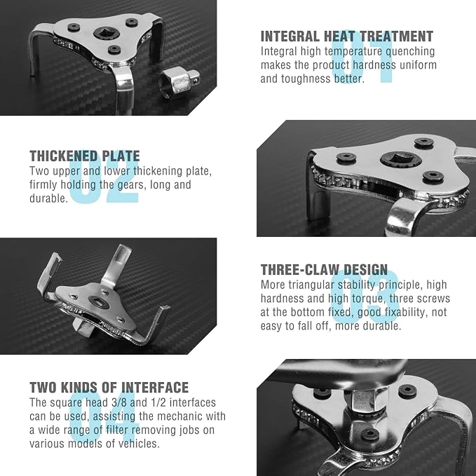 DURATECH 2-Piece 12 Inch Oil Filter Pliers & 3 Jaw Adjustable Oil Filter - Image 4