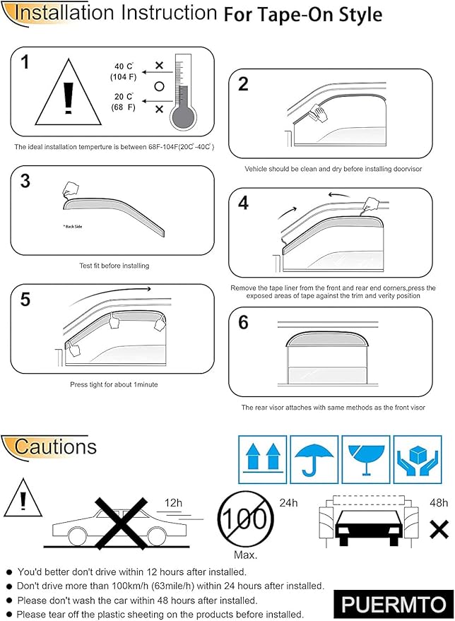 Side Window Wind Deflector, Dark Smoke Window Visor fit - Image 6