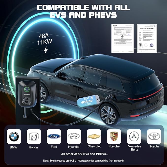 GRECELL Level 2 EV Wall Charger, ETL Certified 48A 11KW 240V J1772 Charger - Image 7