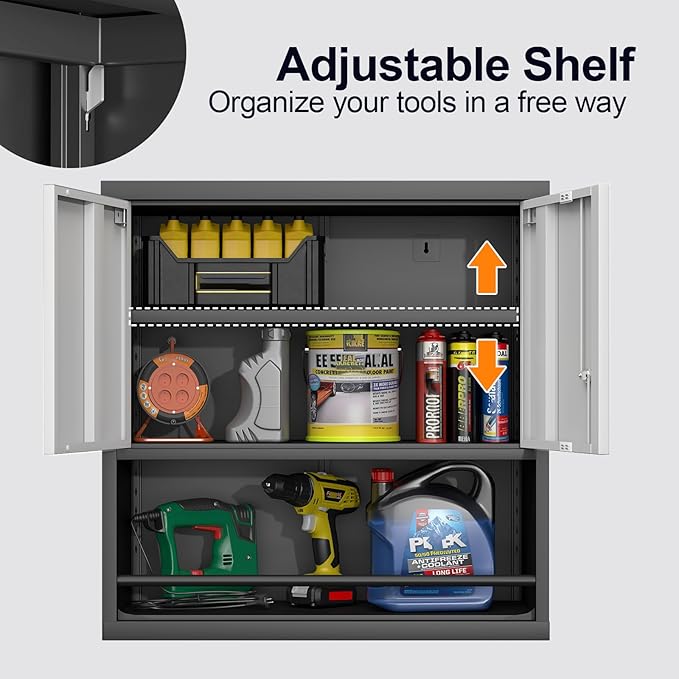 GREATMEET 31" H Metal Garage Storage Cabinets, Wall Cabinet Storage, Lockable - Image 5