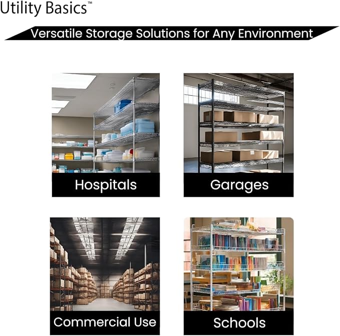 60"x24"x72" Black 5-Tier Premium Metal Wire Shelving NSF 4000 LBS MAX Capacity - Image 8