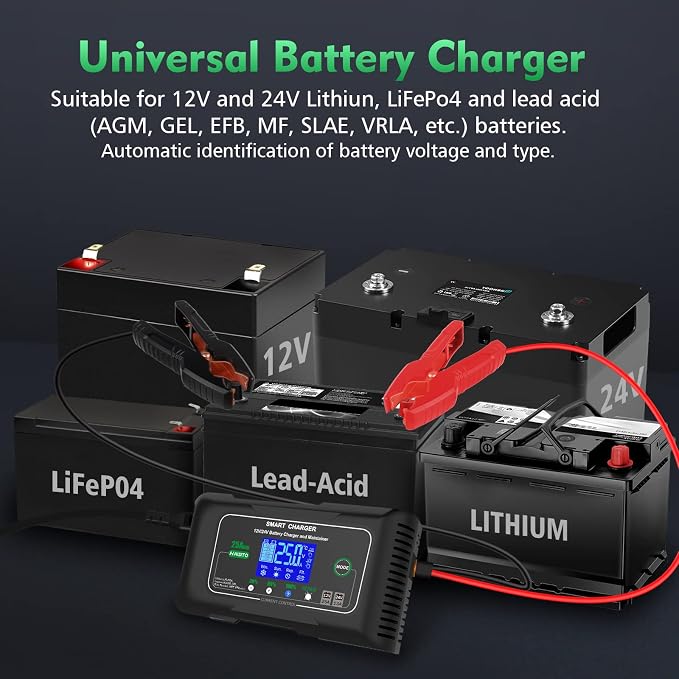 25 Amp Lithium Battery Charger, 12V and 24V Lifepo4, Lead-Acid Battery Charger - Image 3