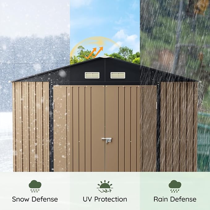 10x10 FT Outdoor Metal Storage Shed - Image 7