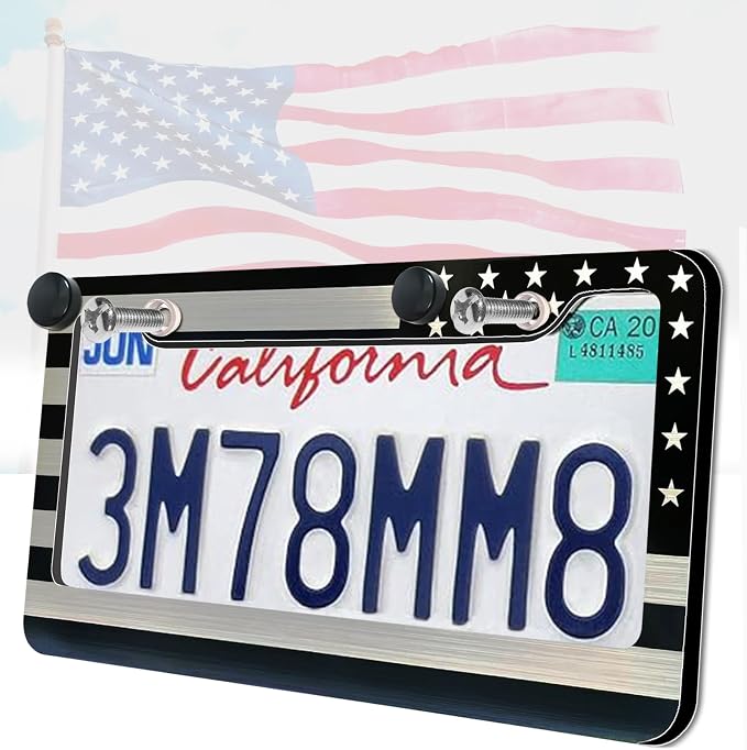 American Flag License Plate Frame- Black Front Rear Patriotic USA ‌Car Tag - Image 2