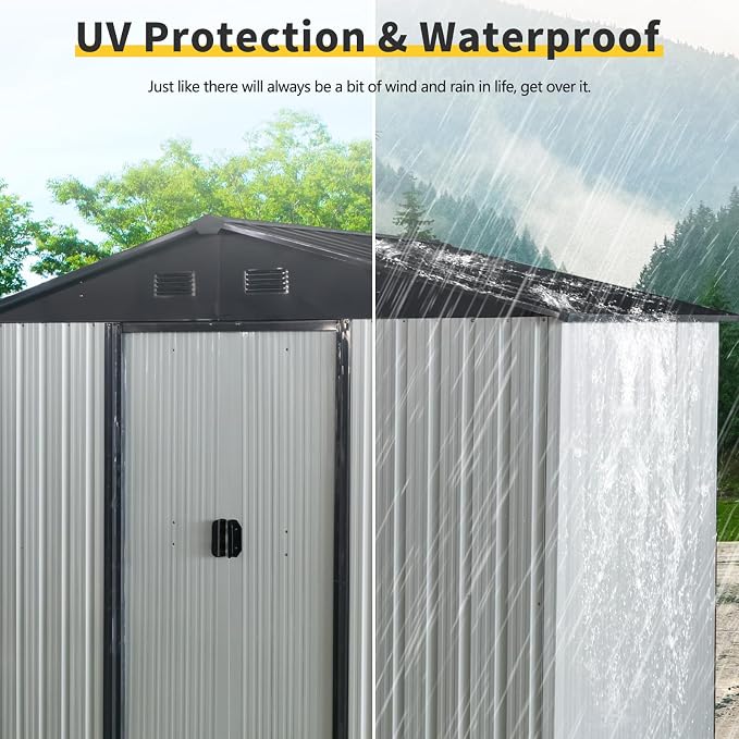 4x8 FT Outdoor Storage Shed, Metal Garden Shed - Image 6