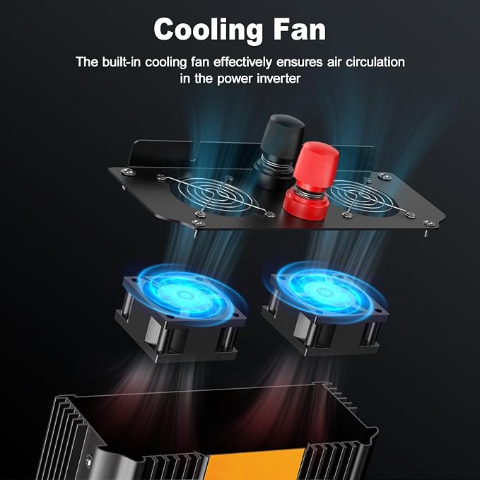 3000W Power Inverter, Peak Power 6000W 12V DC to AC 110V120V, Remote Control - Image 5