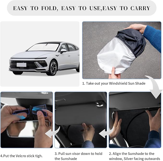 Sun Shade Sunshade for Hyundai Sonata 2020-2025 2026 Windshield Cover, 4-Layer - Image 6