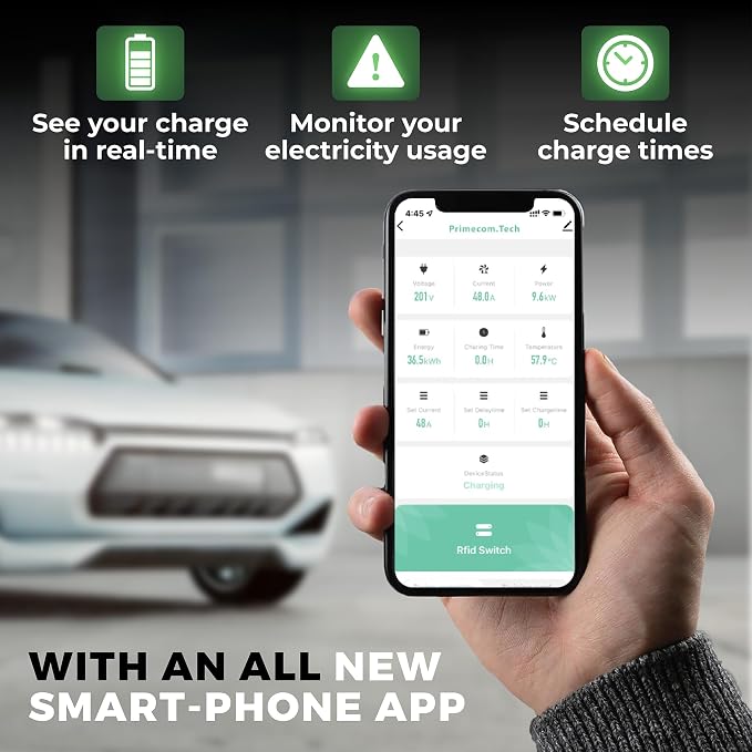 PRIMECOM 80 Amp 22KW 220Volt Level-2 18ft to 50ft Cord Lengths 20X Fast Smart - Image 7