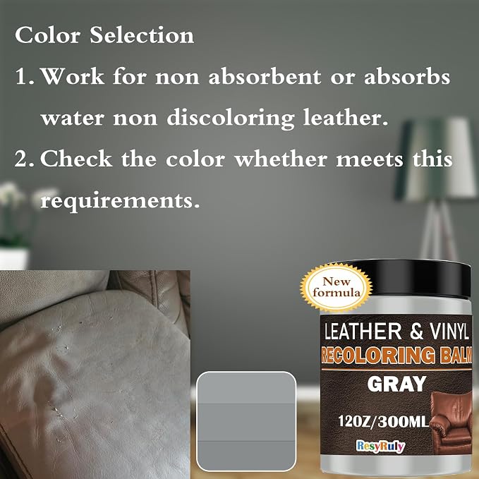 Gray Leather Recoloring Balm Vinyl Auto Dash Board Car Seats Interior Paint - Image 6