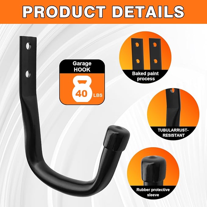 10-Pack Heavy Duty Garage Wall Hooks – Utility J Hooks - Image 4