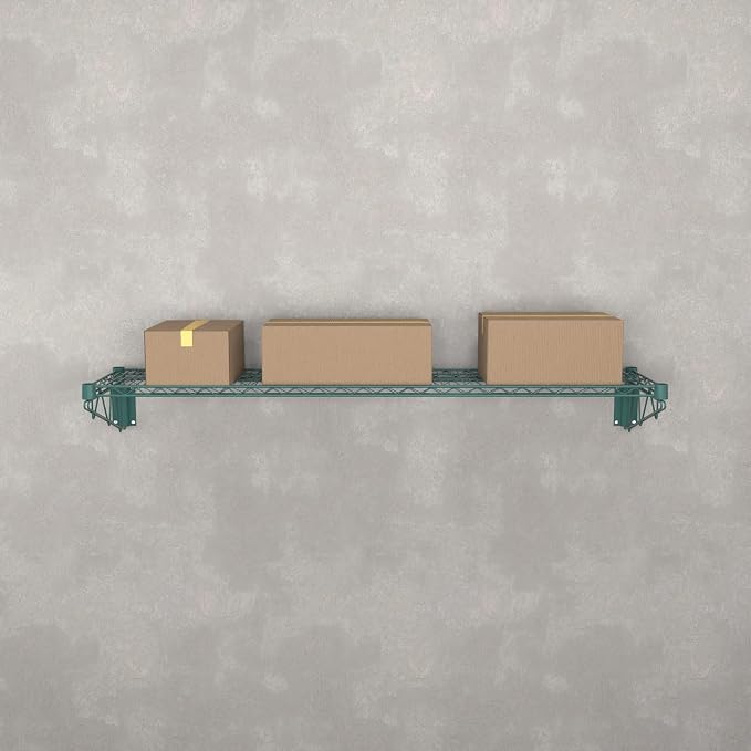 14" x 60" Green Epoxy Wire Wall Mount Shelf - Image 5