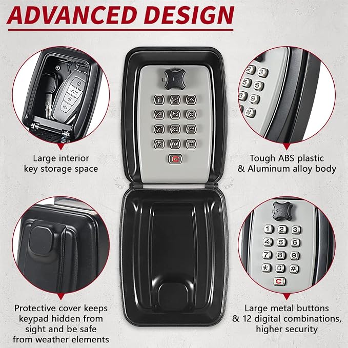 Car Window Punch Button Lock Box, Sturdy Waterproof Large Capacity Lock Box - Image 3