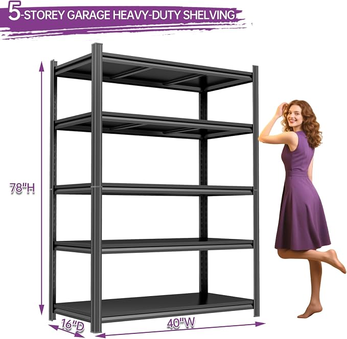 Garage Shelving 3500Lbs Storage Shelves Adjustable Metal Shelving Units 5-Tier - Image 2